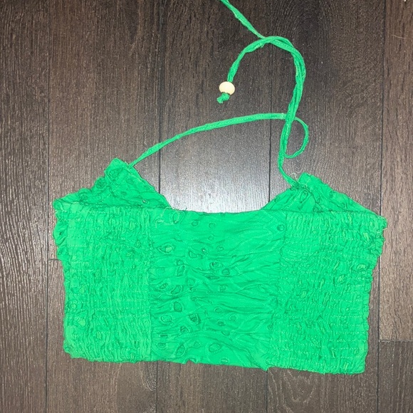 Zara Bright Green Textured Crop Top - Picture 4 of 6